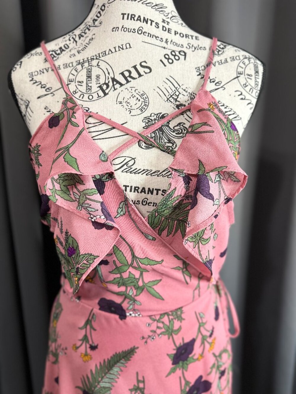 Francesca's Mi Ami Dress, X-Small, Pink, Purple flower print